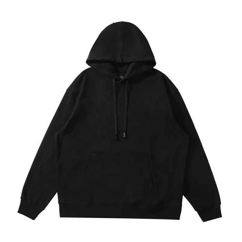 2025 Quality 380gsm French Terry Oversized Sweatshirt Plain French Terry 100% Cotton Black Hoodie 380gsm
