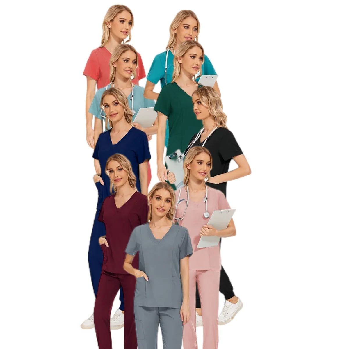 42025LW Scrub Cap Surgical Custom Medical Scrubs Joggers 4 Way Stretch Medical Scrub Suit