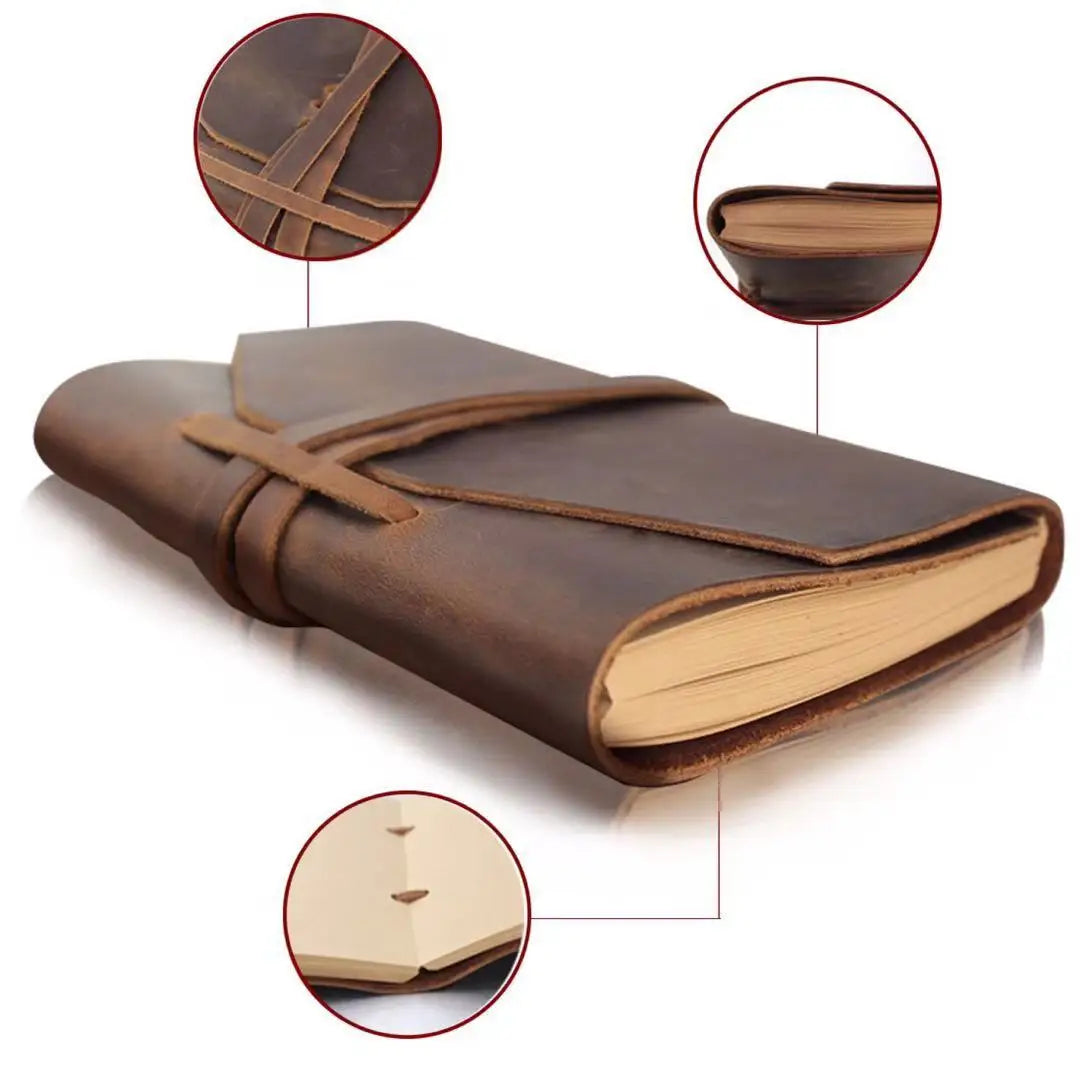 Replaceable Inner Brown Crazy Horse Real Leather Planner Refill Leather Journal Cover Vintage Traveller Genuine Leather Notebook