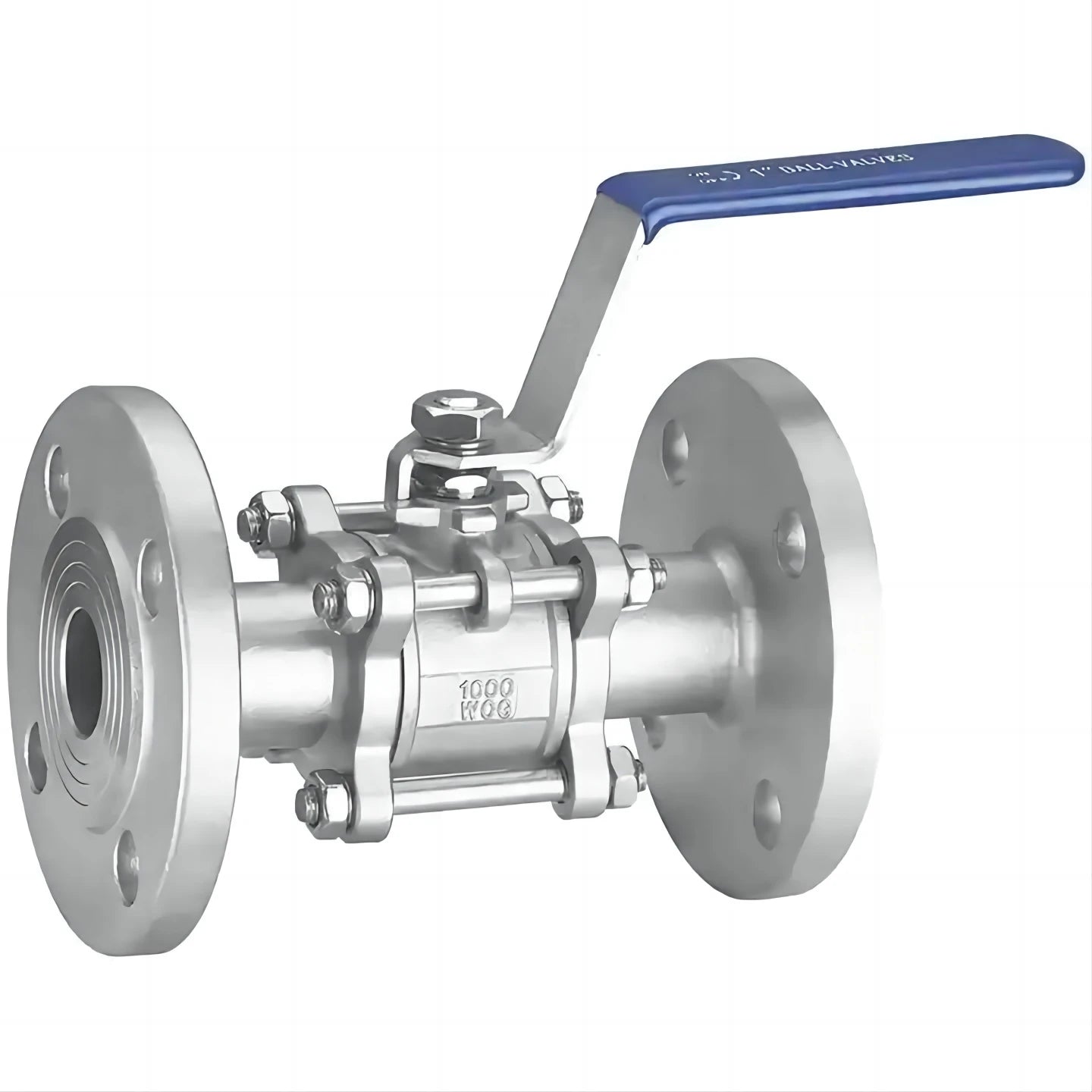 1/2 Inch to 4 Inch Two-Way Manual Ball Valve with Three-Piece Handle Control Stainless Steel Flange for Water Media