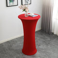 Cheaper Solid Color Round Spandex Bar Table Covers Elastic Slipcovers Cocktail Stretch White Table Cloths for Wedding