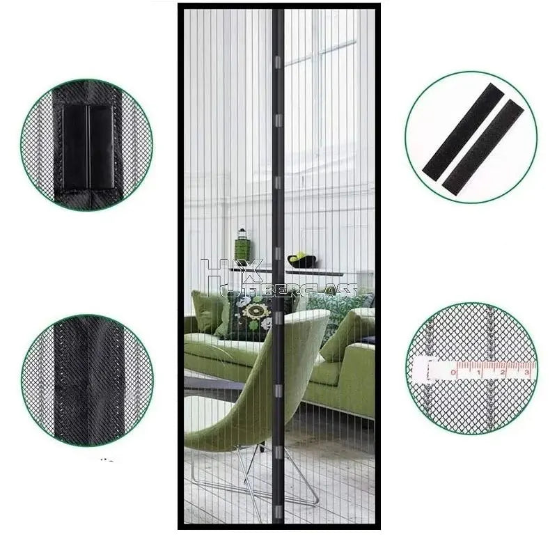 Hands-Free Magnetic Screen Door - Polyester Mesh Mosquito Net