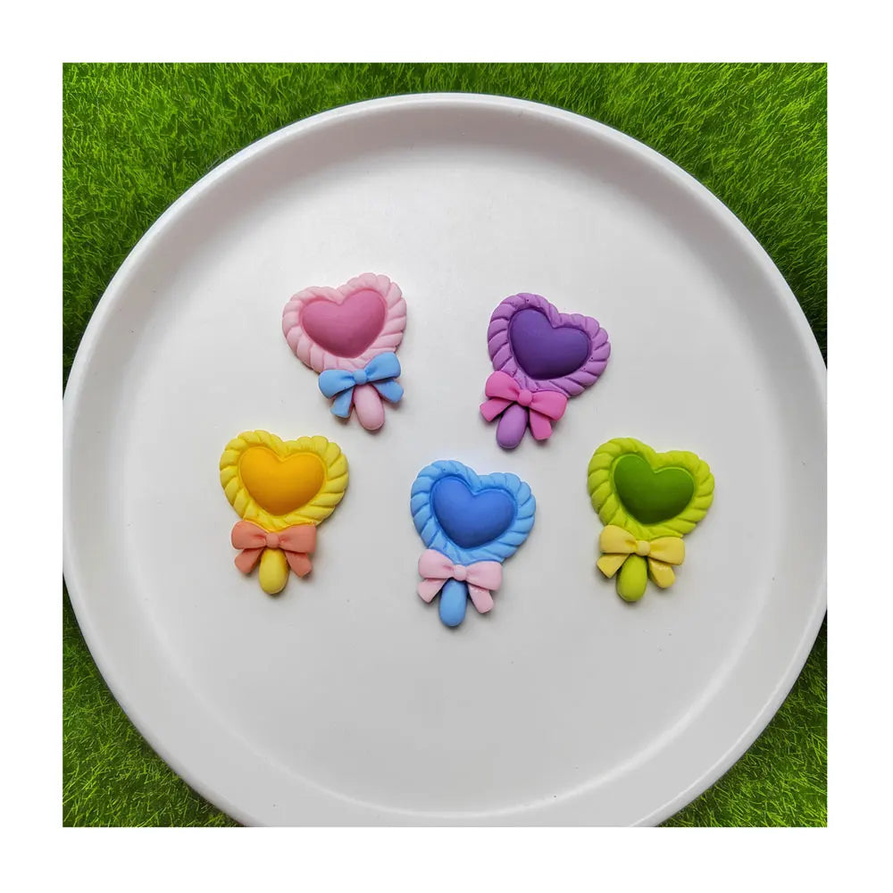 Cute Kawaii Heart Candy Lollipop Flat Resin Cabochon Scrapbook DIY Hairpin Embellishments Charm Accessories