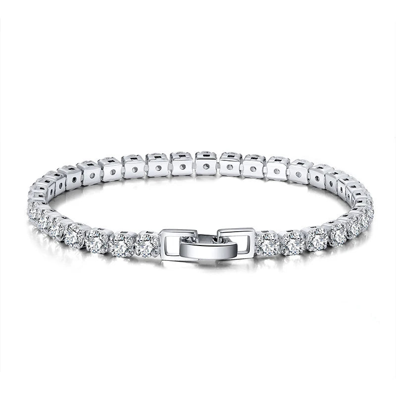Factory Direct Sales Classic Trendy 925 Sterling Silver Zircon Tennis Bracelet Rhodium Plated Unisex