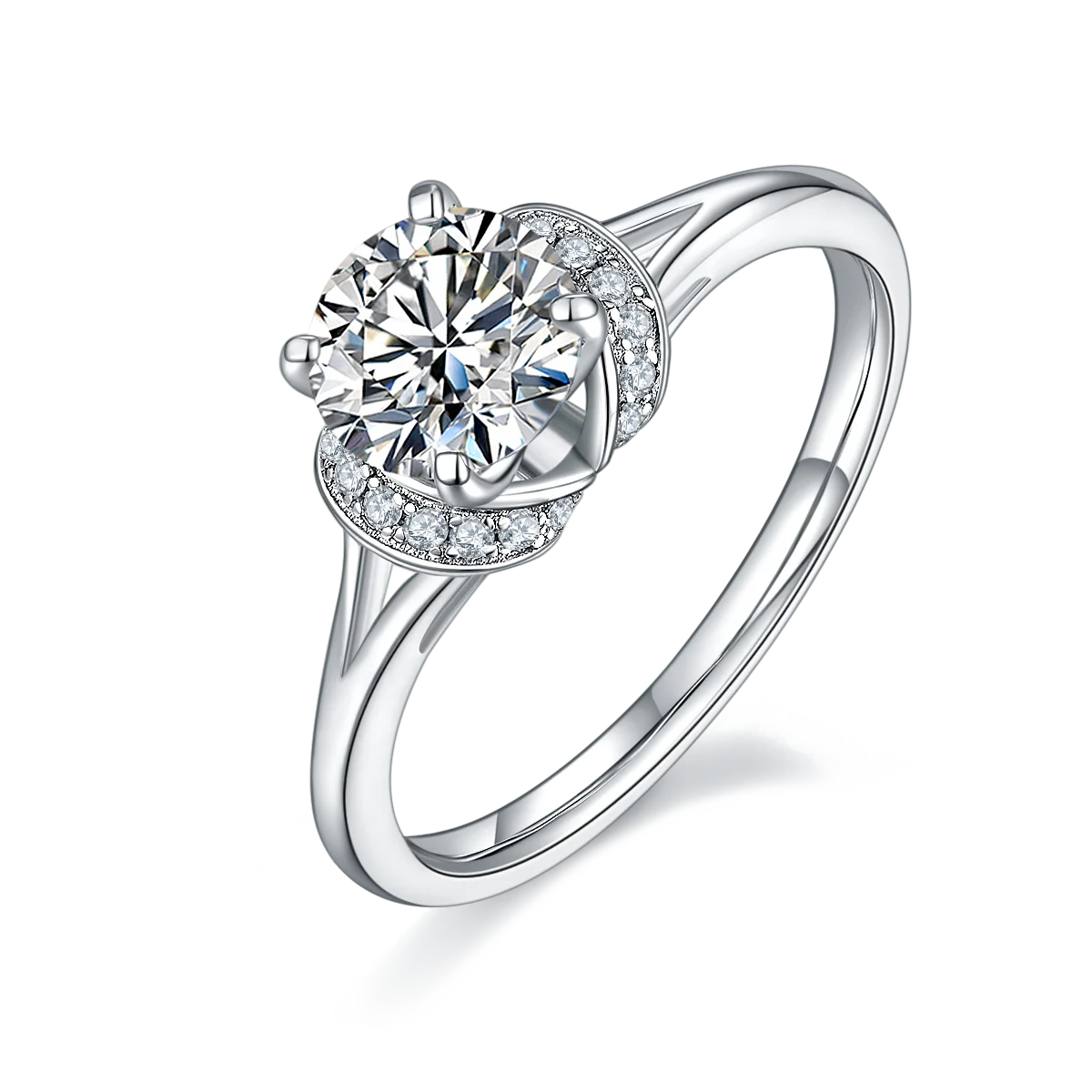 Manufacturer Classic Style S925 Slivers Rings 0.5ct 1ct Classic Six Claws Engagement Rings for Women Girls