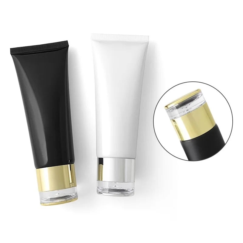 Frost Shiny Black White PE Plastic Squeeze Tube Toothpaste Hose Facial Cleanser Bottle Skin Care Sunscreen Cosmetic Packaging