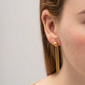 Waterproof Hypoallergenic Snake Chain Ball Stud Earrings Stainless Steel 18K Gold Plated Long Tassel Dangle Earrings