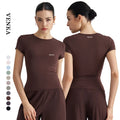 Women Short Sleeve Top Casual Wear Sports Slim-fit Breathable Yoga T-shirt Running Custom Logo Training Fitness Tops MegaBDM