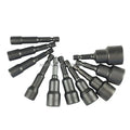 10Pcs 6-19mm Electric Power Magnetic Screwdriver Nut Driver Set Impact 1/4" Hex Shank Metric Wrench Socket Bit