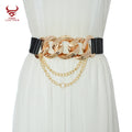 Manufacturer Wholesale Gold Elastic Belts for Lady Dress Knit Cinturones Elastic Strength Waist Chain Belt for Women