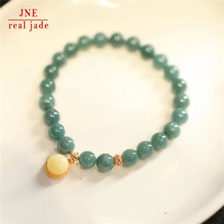 Natural Blue Water Jade Bracelet Female S925 Silver Plated Inlaid South Red Bow XINGX Bracelet Light Luxury Minority