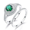 Fashion Luxury 925 Sterling Silver Blue Pink Emerald Gemstone Rings for Women Engagement Wedding Ring