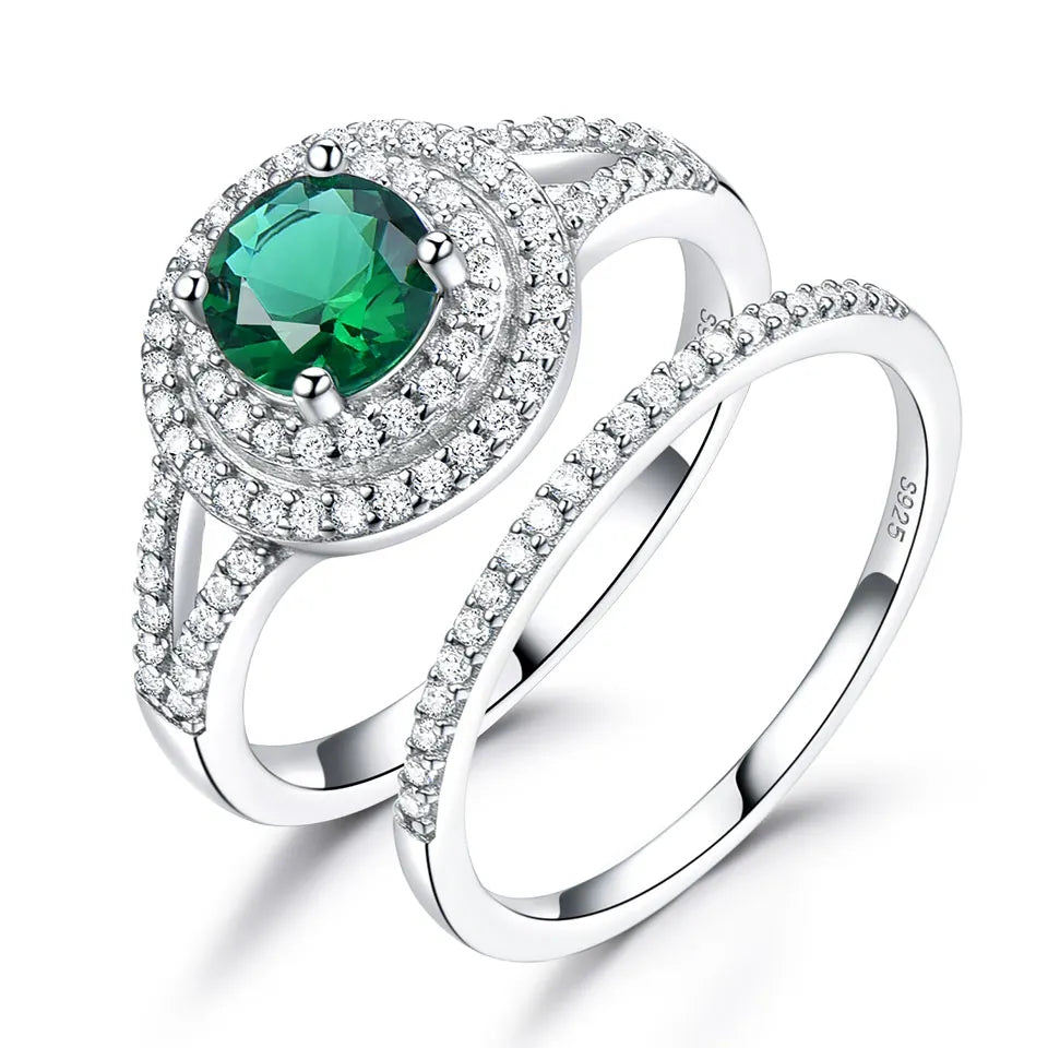 Fashion Luxury 925 Sterling Silver Blue Pink Emerald Gemstone Rings for Women Engagement Wedding Ring