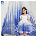 KT16 Wholesale Mesh Tulle Print Fabric Elsa Dress up Girls Fancy Cosplay Kids Princess Tulle Printed Dress Fabric