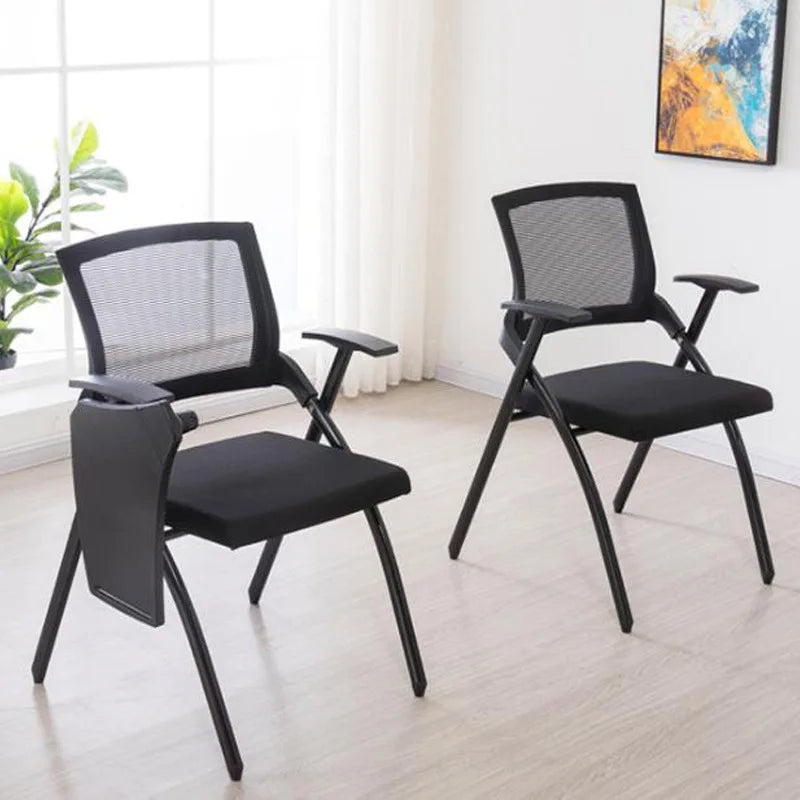 Fabric Contemporary Space Saving Stainless Steel Frame Folding Office Chair Mesh Stackable Foldable Gliding Seat Training Study