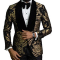 F2023 Wedding Fashion 2-piece Black Floral Jacquard Ball Men's Suit Slim Velvet Shawl Lapel Wedding Groom Tuxedo blazer Popular