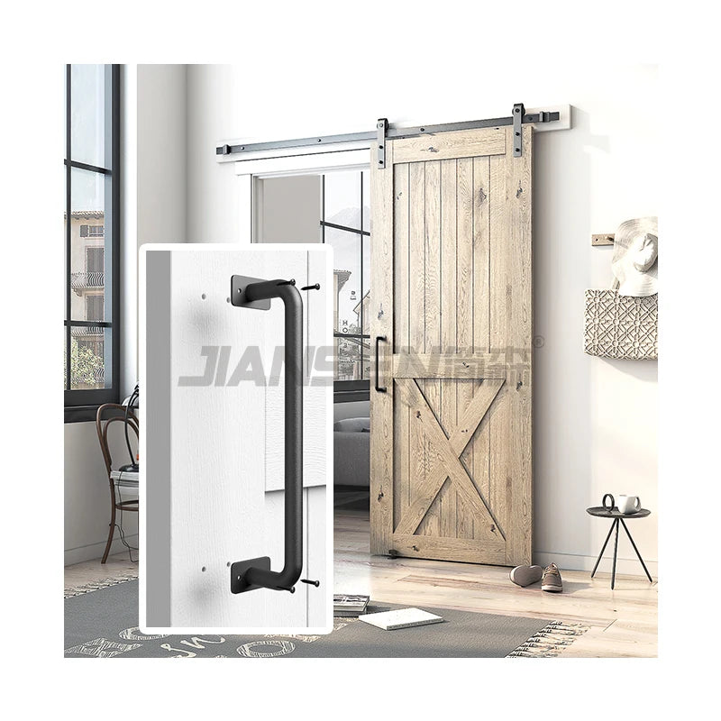 Industrial Pipe Door Pull Handle Black Rustic Industrial Grab Bar Gate Hardware Door Handle for Sliding Interior Door