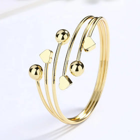 Adorn With Golden Square Hearts Beautiful Fashion 18K Gold Plating Bracelet Fine Jewelry Bracelets Bangles