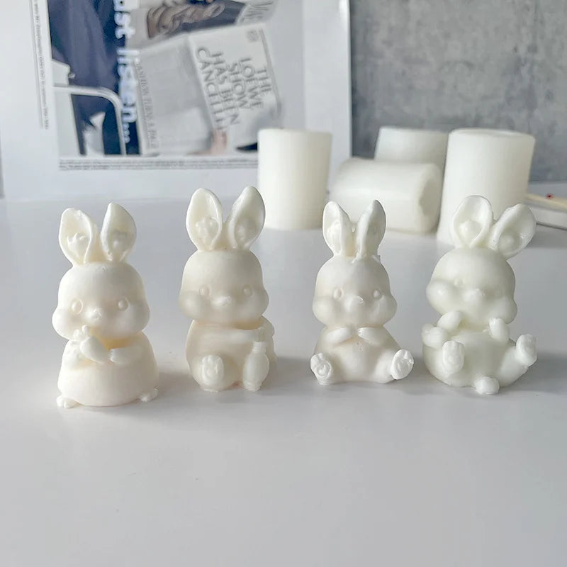 Cute Rabbit Aromatherapy Candle Silicone Molds Baking Cake Mold Flavor Gypsum Ornament Mould