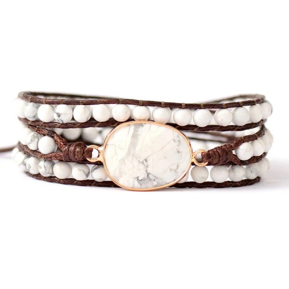 Hot Sale Chic Silver Sunflower Clasp White Beads Geometric Pattern Bohemian Style Religious Christian Healing Jewelry for Men