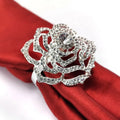 2024 Vintage Hotel Napkin Buckles Holder Bedazzled Rhinestone Rose Flower Metal & Crystal With Pearl Stocked for Party Christmas