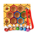 Children Montessori Educational Toys Wooden Little Bee Hive Game Color Cognition Clip Bee Kids Hand-eye Coordination Wooden Toy