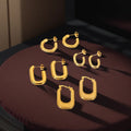 HOVANCI New Titanium Steel 18k PVD Gold Plated Stainless Steel Hoop Earrings Round Chunky CC Statement Earrings for Women Girls