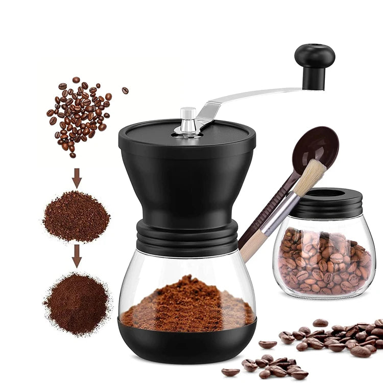 Stainless Steel Handle Manual Coffee Grinder Manual Coffee Bean Grinder Ceramic Burr Coffee Grinder