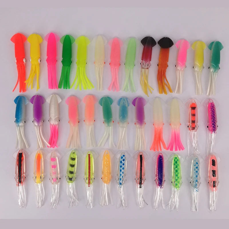 Soft PVC Fishing Octopus Skirts Lures Bait Creature Fishing Soft Plastic Squid Lure 12cm/8.4g Squid Lure