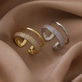 Wholesale Female Make Fashion Brass Alloy Wide Engagement Wedding Open Cuff Resizable Finger Ring Jewelry for Women