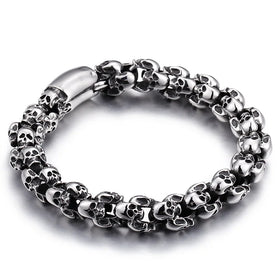 Fashion Vintage Titanium Steel Skull Bracelet Trend Personality Stainless Steel Ghost Bracelet Jewelry Wholesale