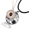 Astrology Wiccan I Love You in 100 Different Languages Crescent Moon Sun Pendant Couple Lovers Chains Necklace Jewelry