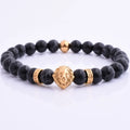 Hot Sale Popular Selling Black Turquoise Stretch 8Mm Bead Bracelet  18K Gold Lion Head  Natural Stone Bracelet