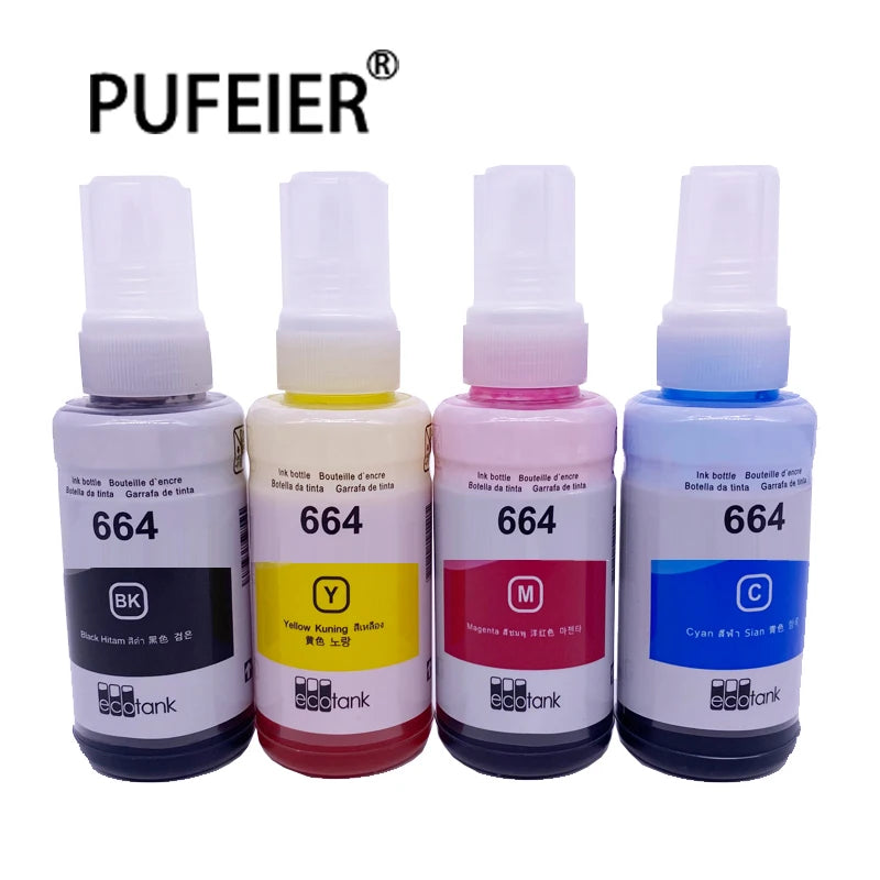 70ML Bottle 664 Refill Dye Ink Compatible for Epson L110 L395 L200 L210 L380 L220 L130 L120 L100 L360 Inkjet Printer 664 Ink