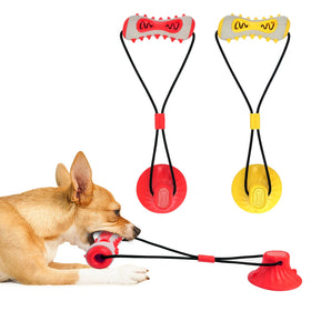 Interactive Squeaky Classic Luxury Dog Toy Grinding Stick Bite-Resistant Tooth Cleansing Bone Head Pet Toothbrush Toy Latex