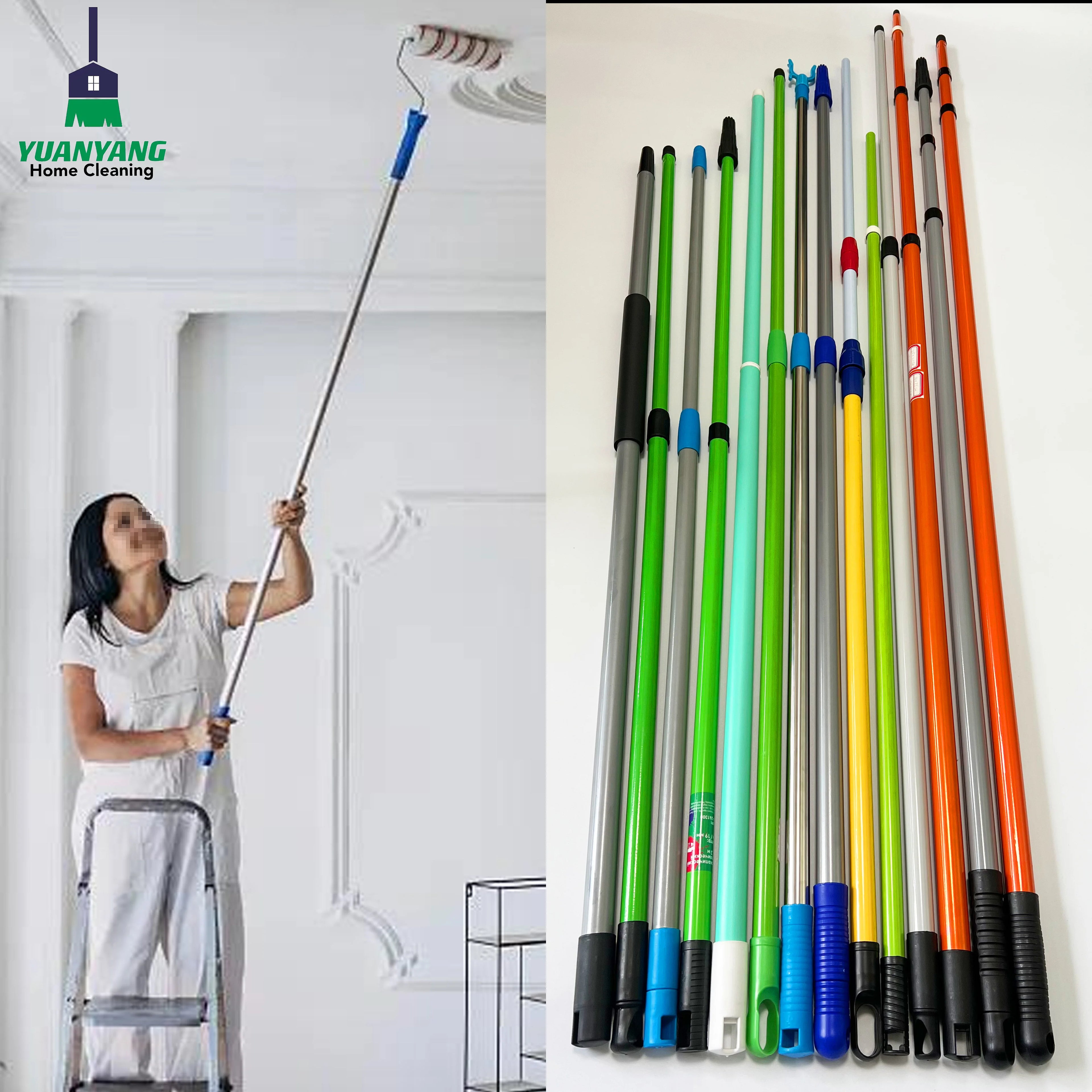 Stainless Steel Broom Stick Mop Telescopic Handle for Cleaning