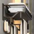 Oem Bathroom Accessories Holder Wall Mounted Aluminum Gray Black Towel Racks Bath Towel Rack With Hook