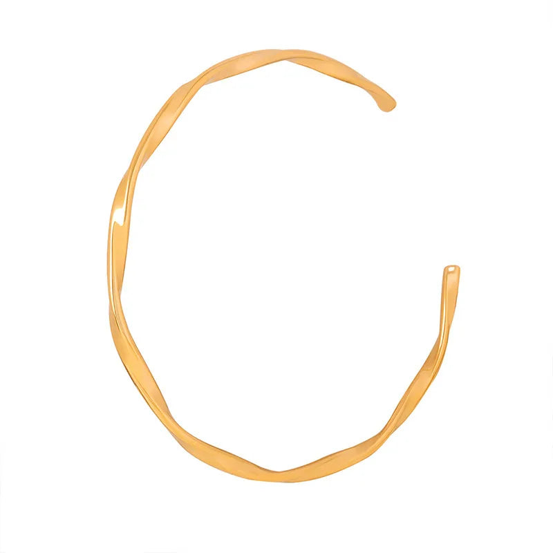 Customized New Simple Stainless Steel Gold-Plated Open Bracelet Personality Elegant Charm Bangle Fashion Women's Jewelry