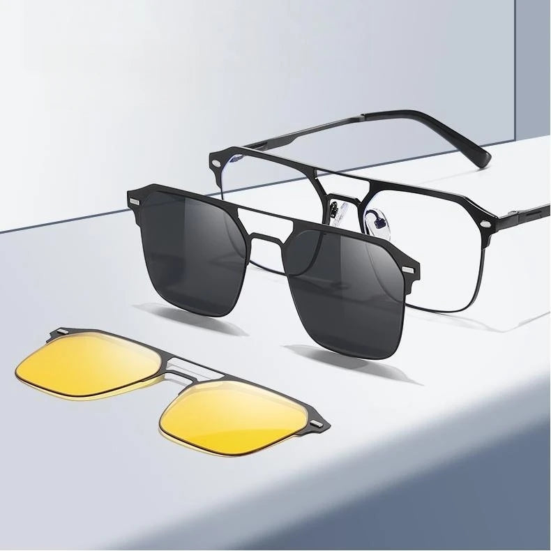 Middle East Best Seller 1.1 Aluminum Magnesium Three-in-one Square Frame Double Bridges Magnetic Set Unisex Comfortable