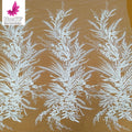 HY2990 Latest White 3d Romantic Flower Beads Embroidered Lace Fabric Wholesale for 2024 African Bride Wedding Dress
