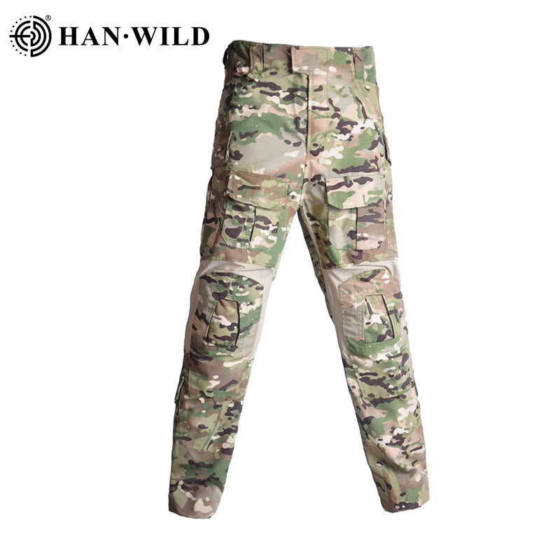 HAN WILD Men's Tactical Pants Rip-stop Multi-purpose Cargo Pockets Pants G3 Pants