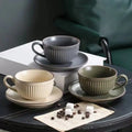 M Pumpkin Coffee Cup Retro Style Latte Mug Unique Cute Style Afternoon Teacup and Saucer Cup for Home Office Ceramic Drinkware