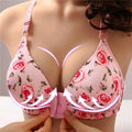 New Summer Women Floral Print Bras Seamless Sexy Push up Underwear Bra Wireless Lady Front Closure Floral Bras