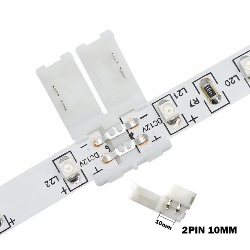 2pin 10mm LED Connector 2Pin Solderless for 10mm SMD 5050 5630 5730 LED Strip Lights Easy No Soldering I L T X Shape Connector