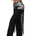 Vintage Bohemian Style Sparkling Sequin Wave Long Fringe Wrapped Triangular Waist Scarf  for Oriental Belly Dance Costume