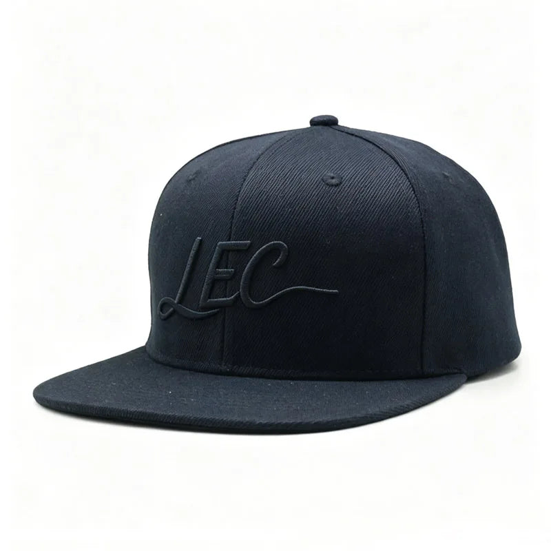 Custom 3d Embroidery logo Acrylic Black Snapback Hip Hop Style Sports Flat Bill Brim Cap Hat