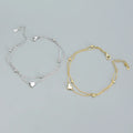 Fashion 925 Silver Plain Simple Heart Bracelet Jewelry 18K Gold Plated Sterling Silver Bracelet for Women