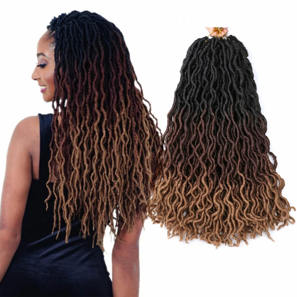 18 Inch 24 Stands 100g Curly Africa Twist Goddess Faux Locs Wigs Gypsy Locs Hair Ombre Dreadlock Hair Braids