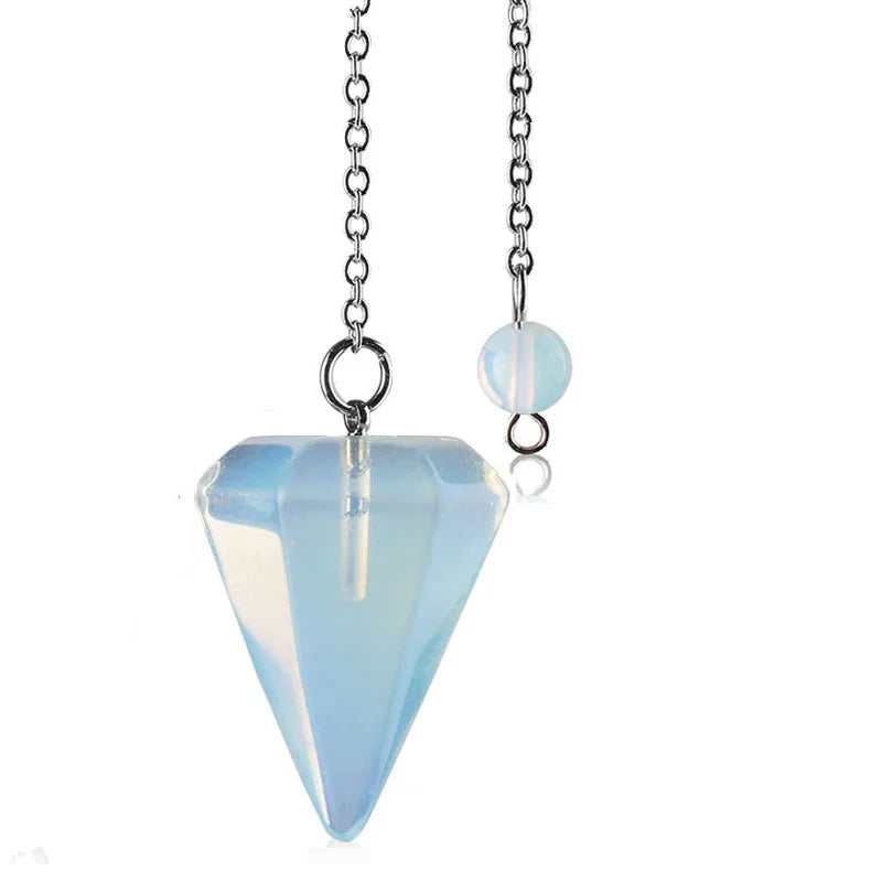 Huiying Opalite Pendulum Gemstone Crystal Necklace Dowsing Pendulum For Wholesale Jewelry