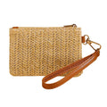 Women's Summer Casual Dual-Use Mini Wallet Cross-Border Spot Straw Bag Zipper Closure Pure Color Wrist Short Wallet Polyester